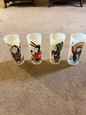 4 Bill Flores 16 OZ Indian Drinking Glasses